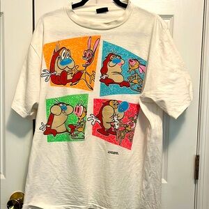 Vintage 1991 MTV Ren and Stimpy White T-Shirt